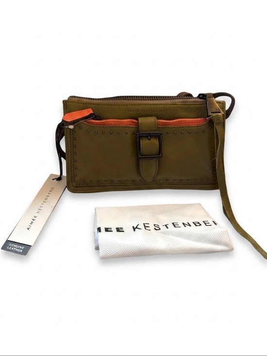 Aimee Kestenberg Handbags - Aimee Kestenberg Olive Green/Orange Leather Crossbody with Dust Bag